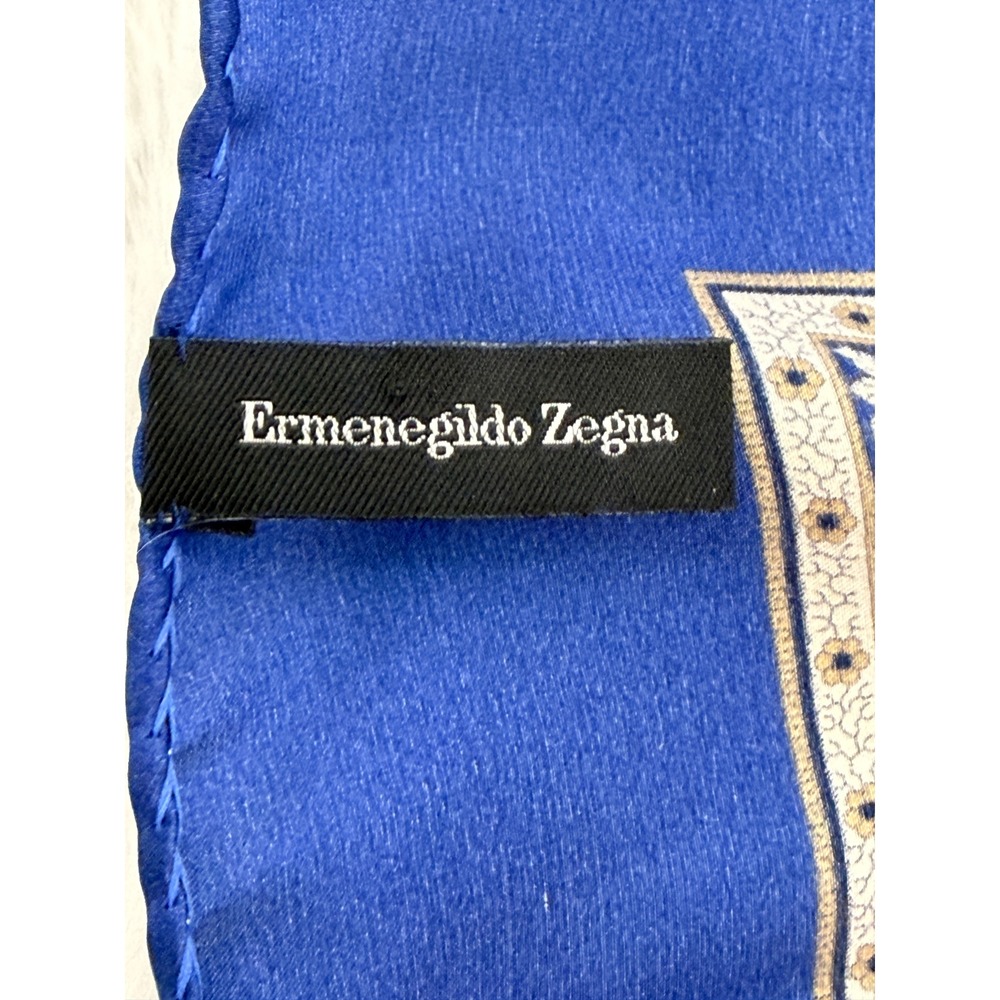 Vintage Made in Italy 100% Silk Blue Paisley Pocket Square Scarf 15.5x15.5 - Picture 7 of 7